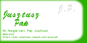 jusztusz pap business card